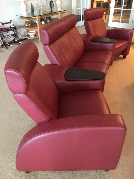 Stressless 4-Seater Home Cinema Seating Area Red Leather