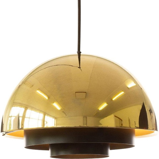 Image 1 of Vintage gold plated middle lamp by Jo Hammerborg for Fog and Morup, Denmark 1960