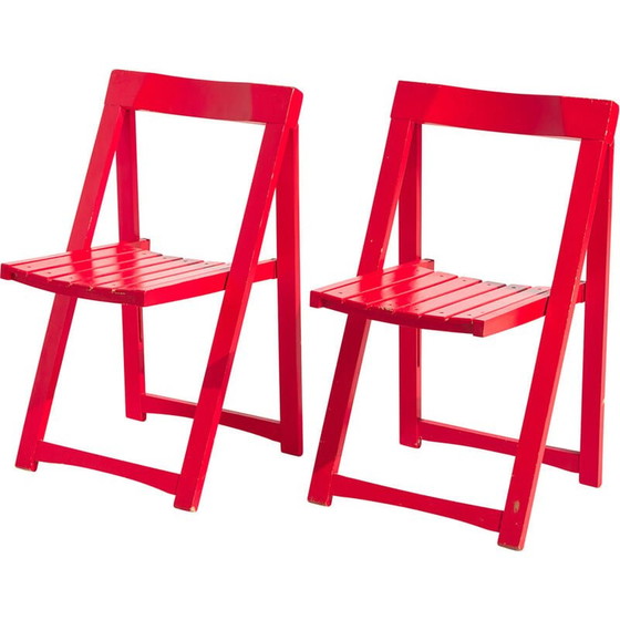 Image 1 of Pair of vintage beechwood foldable chairs by Aldo Jacober for Alberto Bazzani, 1960s