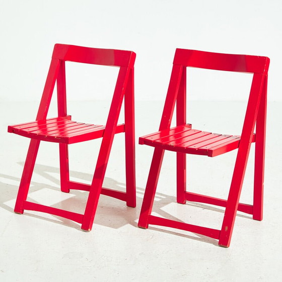 Image 1 of Pair of vintage beechwood foldable chairs by Aldo Jacober for Alberto Bazzani, 1960s