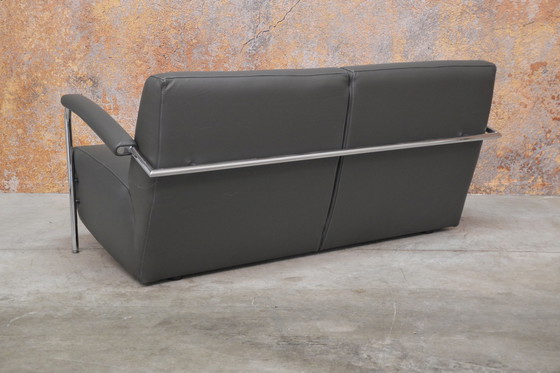 Image 1 of Gray leather Leolux Scylla design sofa