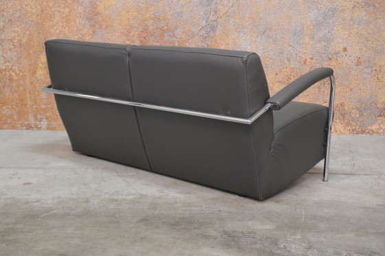 Image 1 of Gray leather Leolux Scylla design sofa