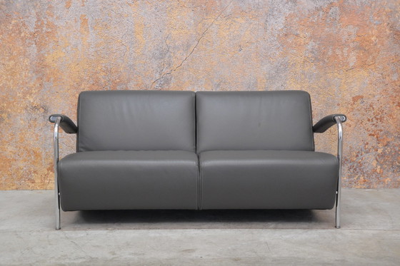 Image 1 of Gray leather Leolux Scylla design sofa