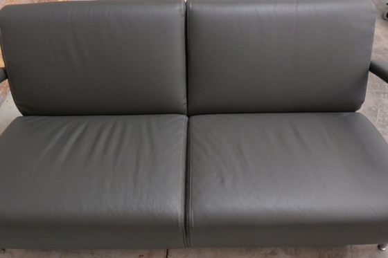 Image 1 of Gray leather Leolux Scylla design sofa