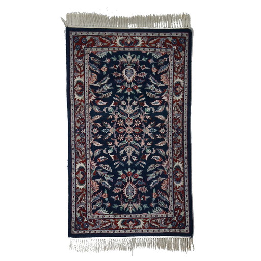 Tapis oriental bleu à motif floral, 150 x 90 cm