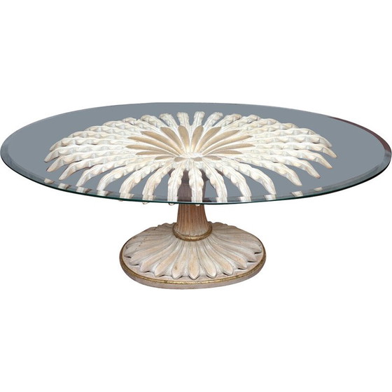 Image 1 of Vintage coffee table in wood and glass by Chelini Florence, Italy 1970