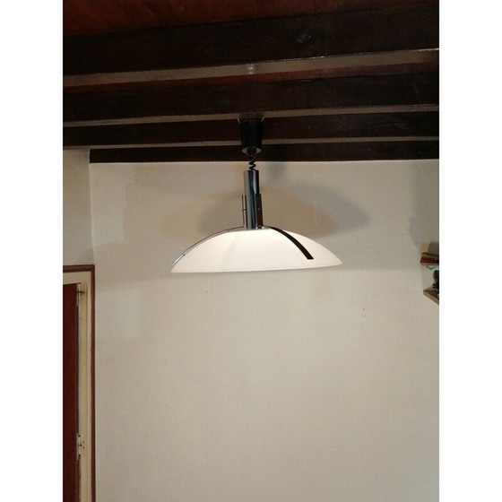 Image 1 of Vintage pendant lamp in chromed metal and plastic, 1970-1980