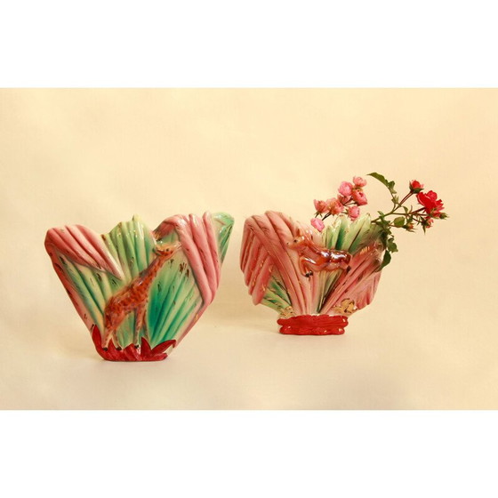 Image 1 of Pair of vintage vasetti ceramic vases, Italy 1940