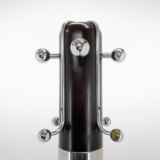 Image 1 of Mid-Century Italian Chrome & Wood Coat Hanger