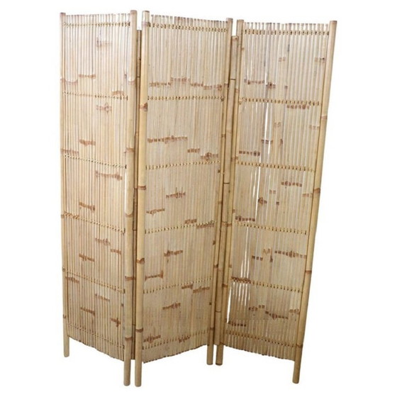 Image 1 of 3-Panel Bamboo Screen, 1980S
