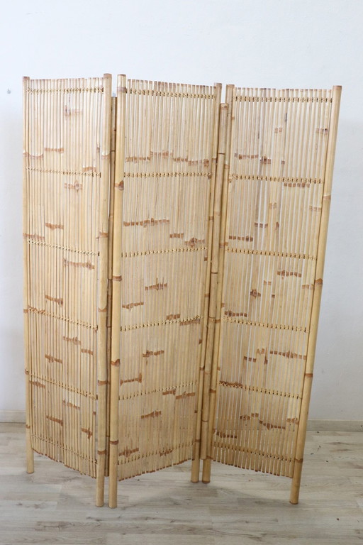 3-Panel Bamboo Screen, 1980S