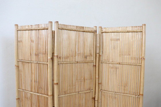 Image 1 of 3-Panel Bamboo Screen, 1980S