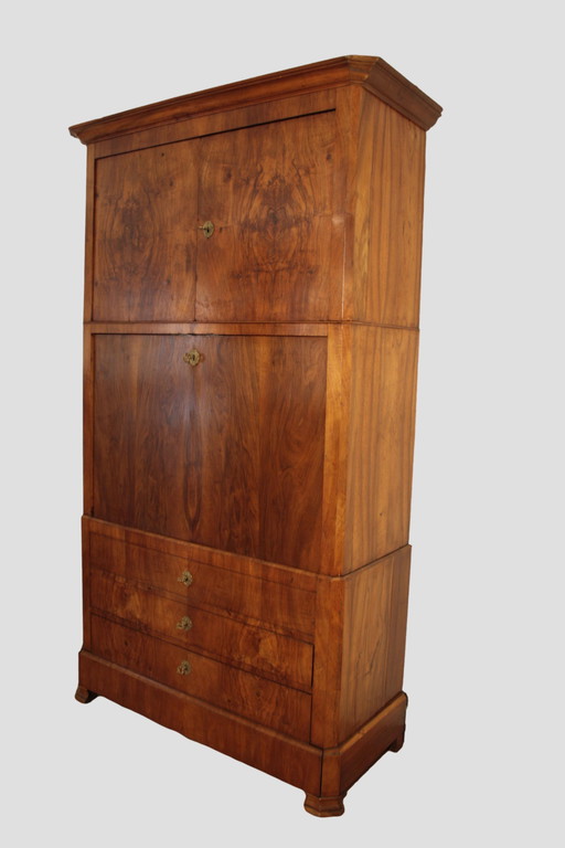 Antique Secretaire in Solid Oak and Walnut