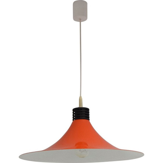 Image 1 of Vintage orange lacquered metal suspension, Germany 1980