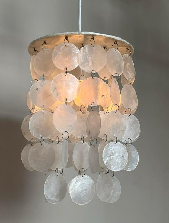 Image 1 of Capiz shell lamp hanging lamp pearl opaline shell