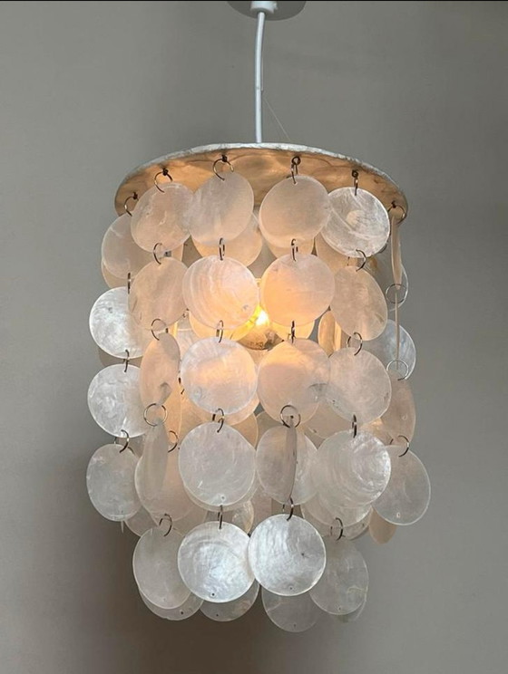 Image 1 of Capiz shell lamp hanging lamp pearl opaline shell