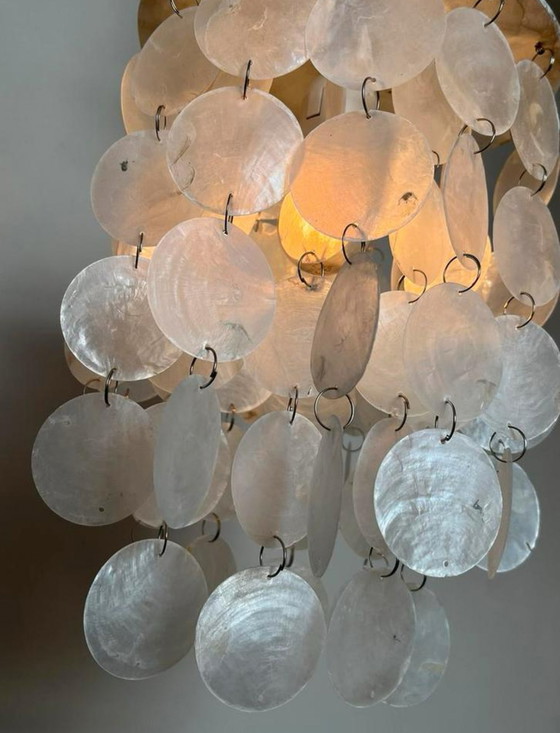 Image 1 of Capiz shell lamp hanging lamp pearl opaline shell