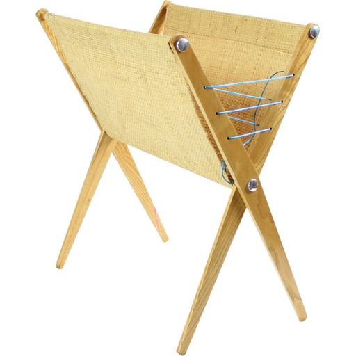 Vintage magazine rack in wood, Czechoslovakia 1960s