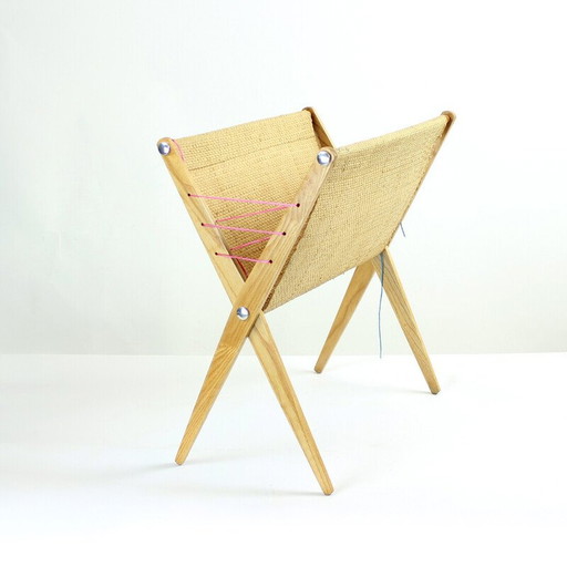 Vintage magazine rack in wood, Czechoslovakia 1960s