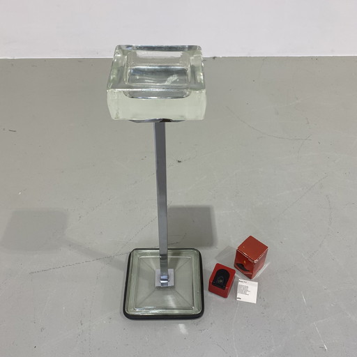 Chrome ashtray with table lighter