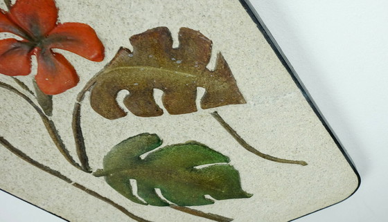 Image 1 of piastrelle da parete in ceramica e gesso di Kroesselbach, decorazione floreale, metà secolo, anni '50 