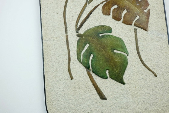 Image 1 of piastrelle da parete in ceramica e gesso di Kroesselbach, decorazione floreale, metà secolo, anni '50 