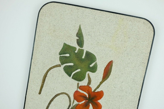 Image 1 of piastrelle da parete in ceramica e gesso di Kroesselbach, decorazione floreale, metà secolo, anni '50 