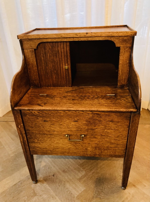 Antique Bedside Cabinet With Rolling Door