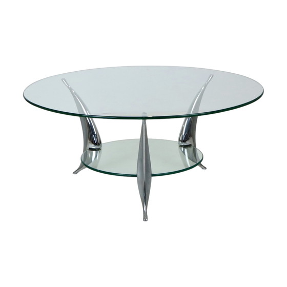 Image 1 of Round Glass Coffee Table Chrome