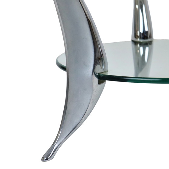 Image 1 of Round Glass Coffee Table Chrome