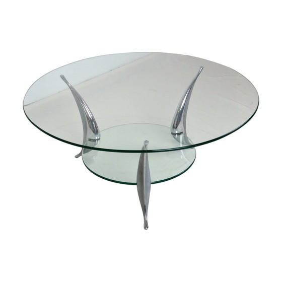 Image 1 of Round Glass Coffee Table Chrome