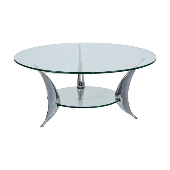 Image 1 of Round Glass Coffee Table Chrome