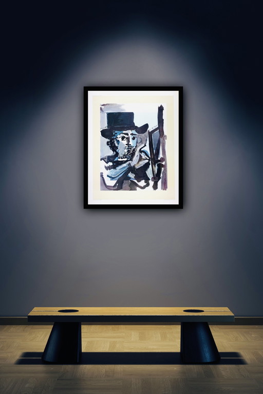 Pablo Picasso: "Painter At Work." Signed, 1968