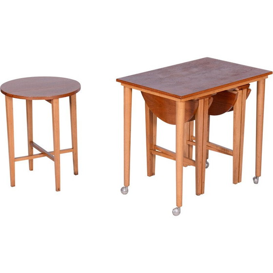 Image 1 of Mid century beechwood nesting tables by Poul Hundevad, Czech 1960s