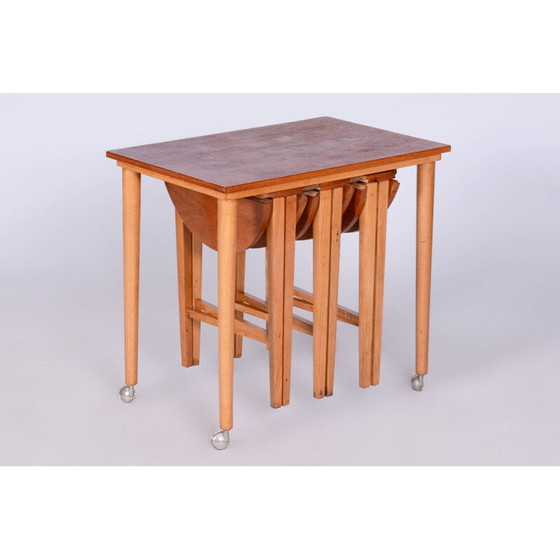 Image 1 of Mid century beechwood nesting tables by Poul Hundevad, Czech 1960s