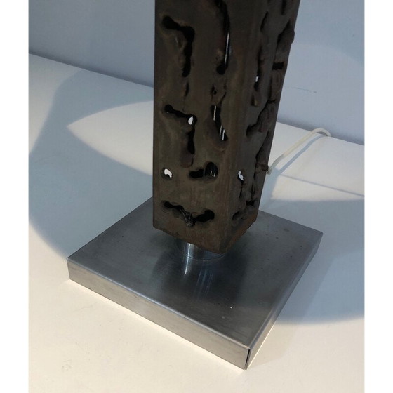 Image 1 of Vintage table lamp in worked steel, 1970