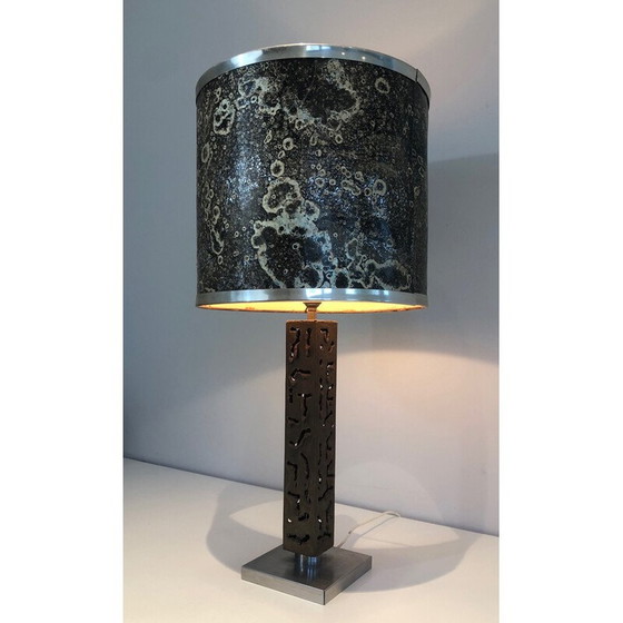 Image 1 of Vintage table lamp in worked steel, 1970
