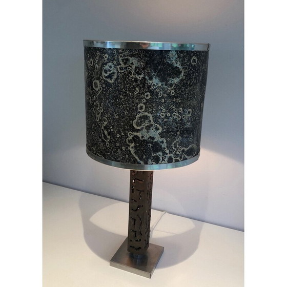 Image 1 of Vintage table lamp in worked steel, 1970