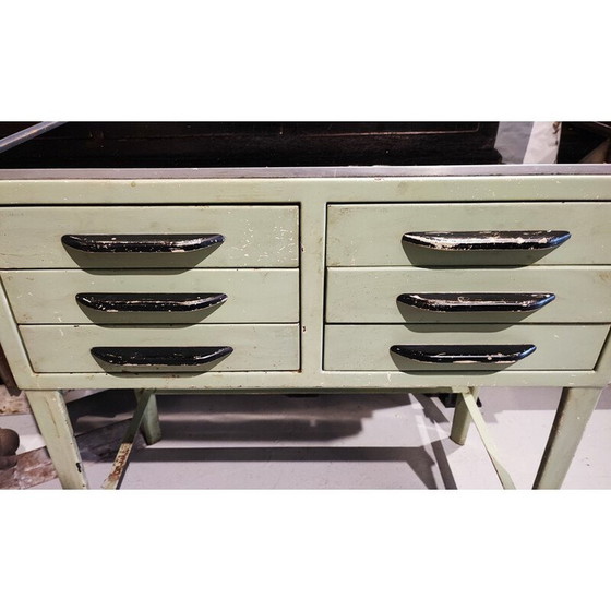 Image 1 of Vintage dentist's furniture in pastel green steel, 1950