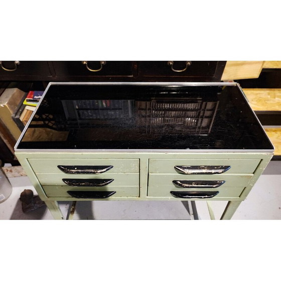 Image 1 of Vintage dentist's furniture in pastel green steel, 1950