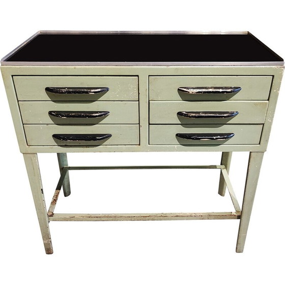 Image 1 of Vintage dentist's furniture in pastel green steel, 1950