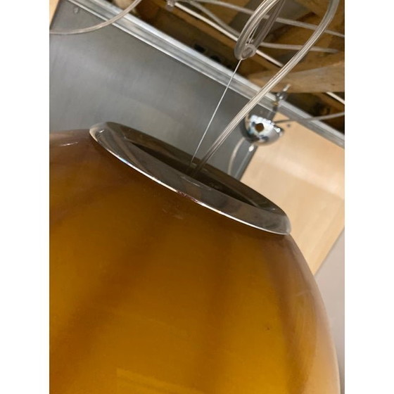 Image 1 of Contemporary Amber And Brown Sphere Pendant Light In Murano Glass