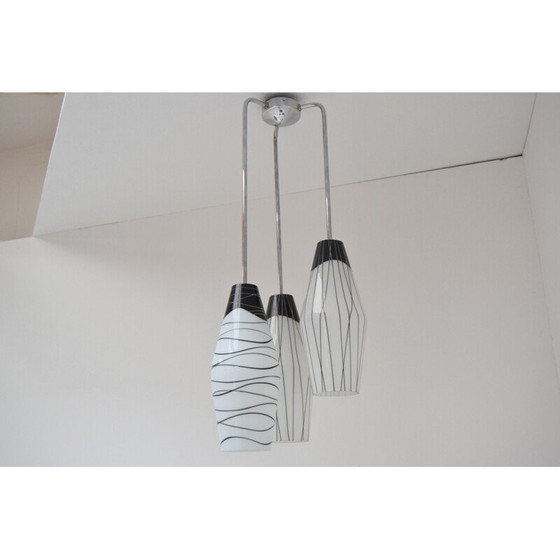 Image 1 of Lampadario vintage in vetro cromato di Zukov, Cecoslovacchia, 1970