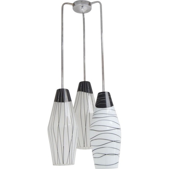 Image 1 of Lampadario vintage in vetro cromato di Zukov, Cecoslovacchia, 1970