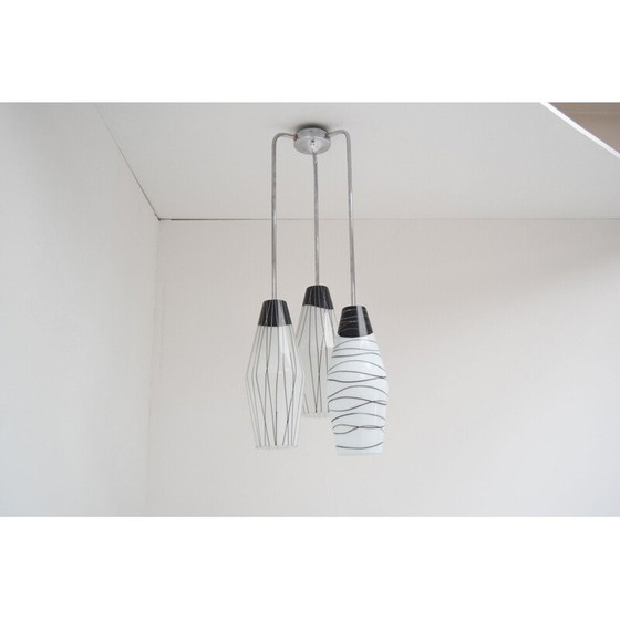 Image 1 of Lampadario vintage in vetro cromato di Zukov, Cecoslovacchia, 1970