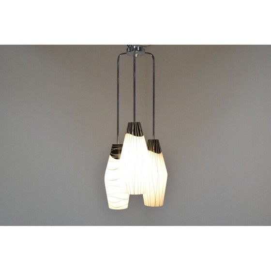 Image 1 of Lampadario vintage in vetro cromato di Zukov, Cecoslovacchia, 1970