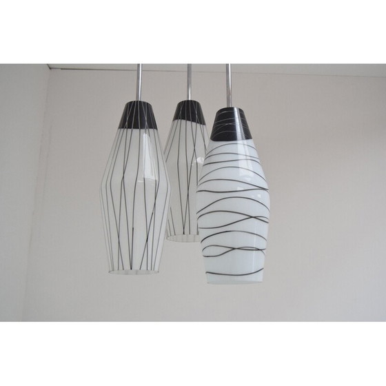 Image 1 of Lampadario vintage in vetro cromato di Zukov, Cecoslovacchia, 1970