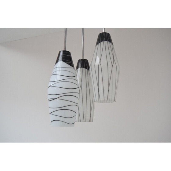 Image 1 of Lampadario vintage in vetro cromato di Zukov, Cecoslovacchia, 1970