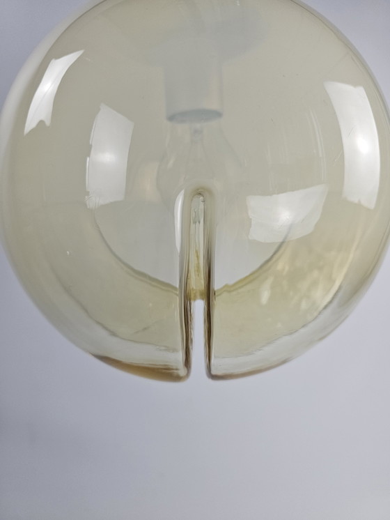 Image 1 of Lampe suspendue italienne en verre crème