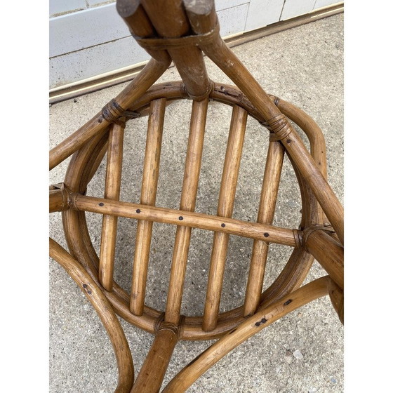 Image 1 of Pair of vintage high bar stools with rattan backs, 1970